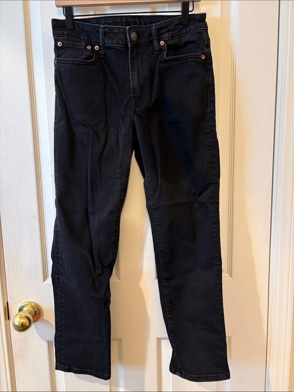 American Eagle Jeans Mens 30x30 Black Denim Straight Airflex +